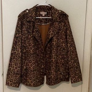 Philosophy woman republic faux leather animal print jacket open front size 2X